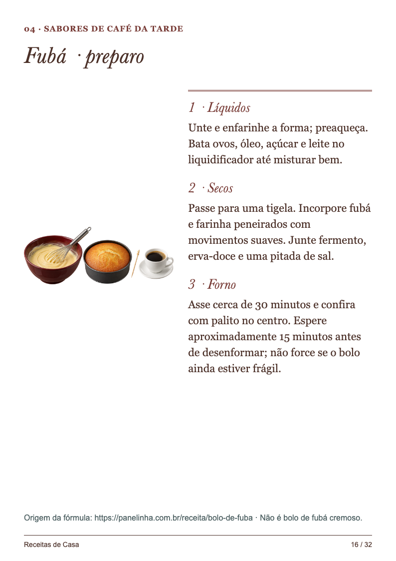 Página 16: Fubá · preparo